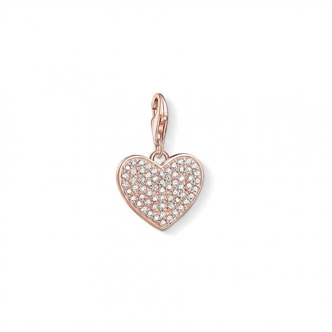 Thomas Sabo Charm Club Sparkly Rose Gold Heart Charm 1569-416-14