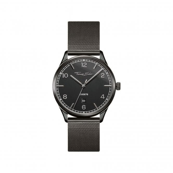 Thomas Sabo CODE Total Black Milanese Metal Watch WA0342-202-203