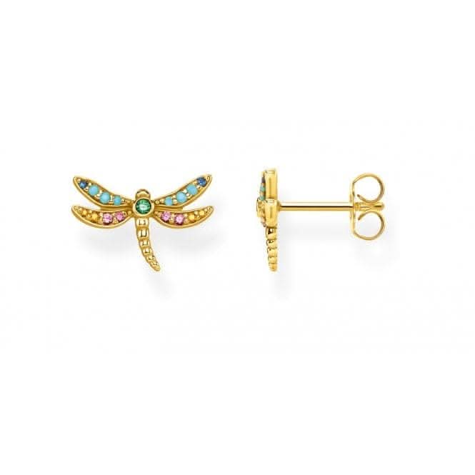 Thomas Sabo Paradise Colours Gold Plated Dragonfly Ear Studs H2051-315-7