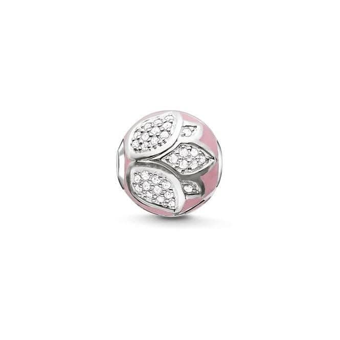Thomas Sabo Silver Pink Lotus Blossom Karma Bead K0203-041-9