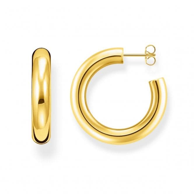 Thomas Sabo Sterling Silver Gold Plated Medium Chunky Tube Hoops CR636-413-39