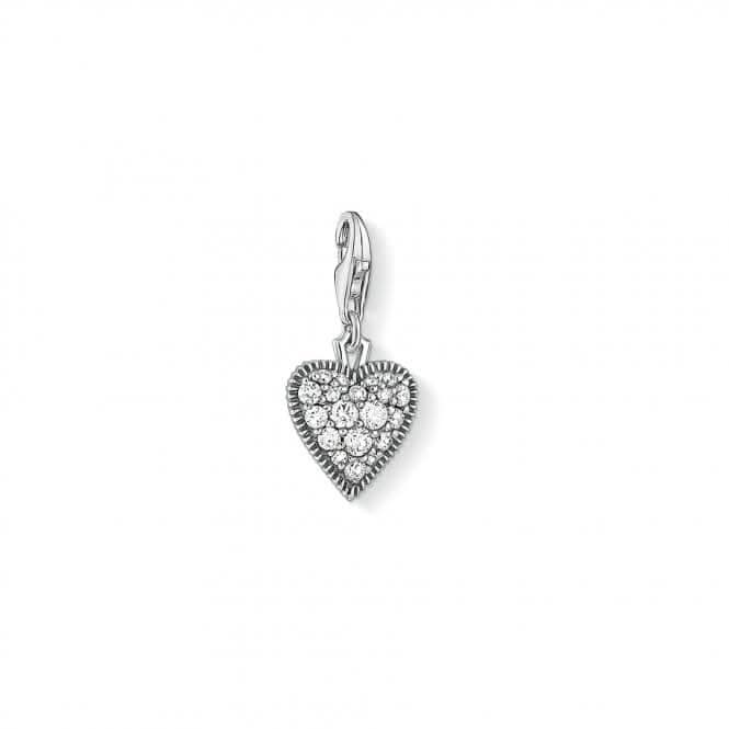 Thomas Sabo Sterling Silver Vintage Zirconia Heart Charm 1747-643-14