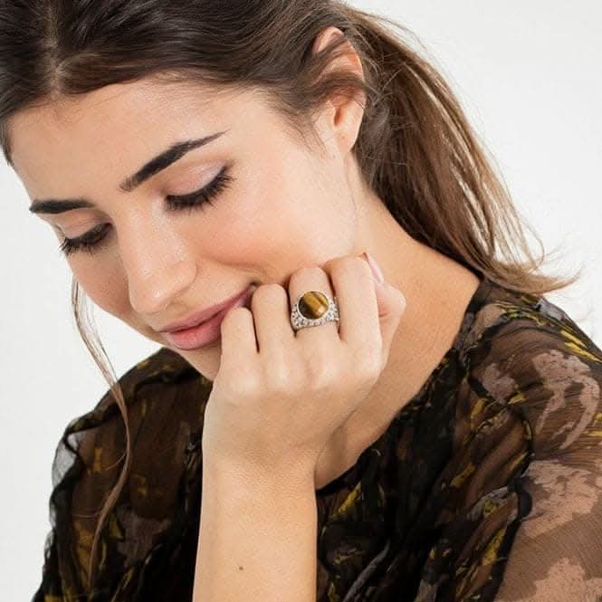 Thomas Sabo Tiger's Eye Skulls Ring TR2005-826-2