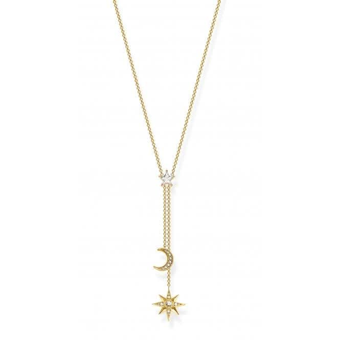 Thomas Sabo White Gold Zirconia Magic Stars Moon Necklace KE1900-414-14-L45v