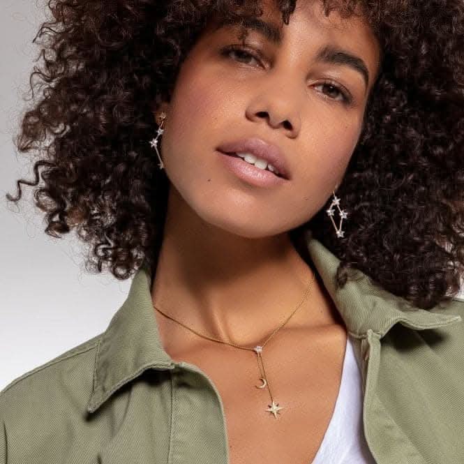 Thomas Sabo White Gold Zirconia Magic Stars Moon Necklace KE1900-414-14-L45v