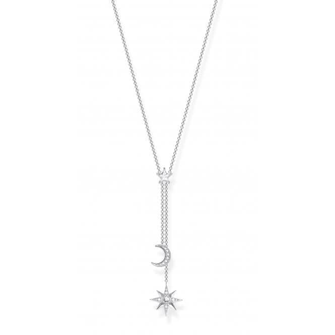 Thomas Sabo White Zirconia Magic Stars Moon Necklace KE1900-051-14-L45v