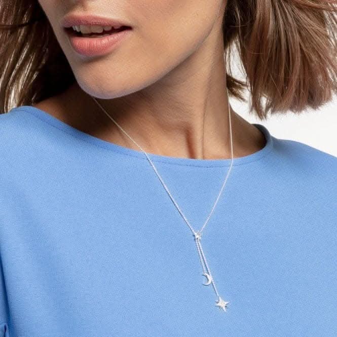 Thomas Sabo White Zirconia Magic Stars Moon Necklace KE1900-051-14-L45v