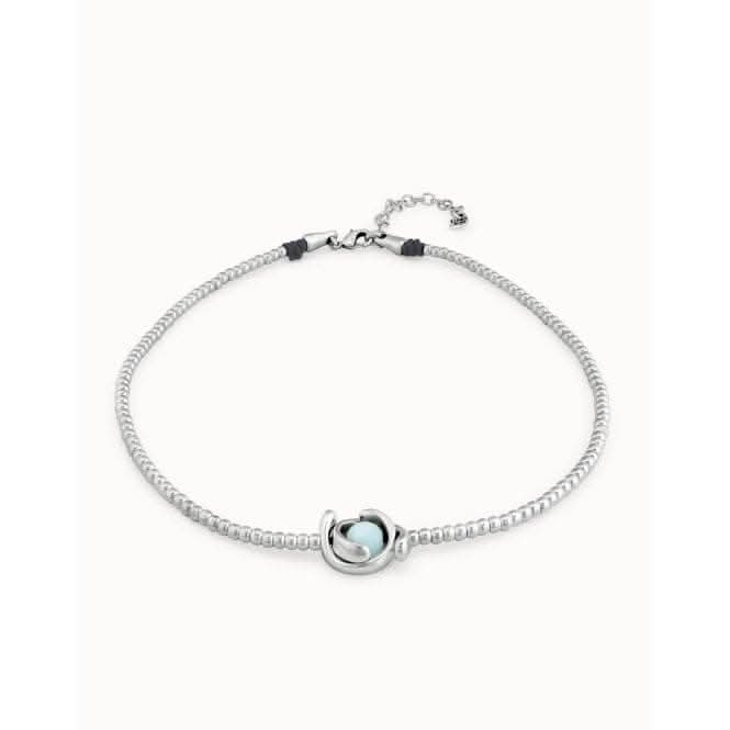 Tight Moon Turquoise Metal Natural Stone NecklaceUNOde50COL1692AZUMTL0U