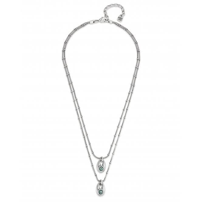 To You Silver Plated Double Chain Blue Faceted Crystal Necklace COL1921VRDMTL0U