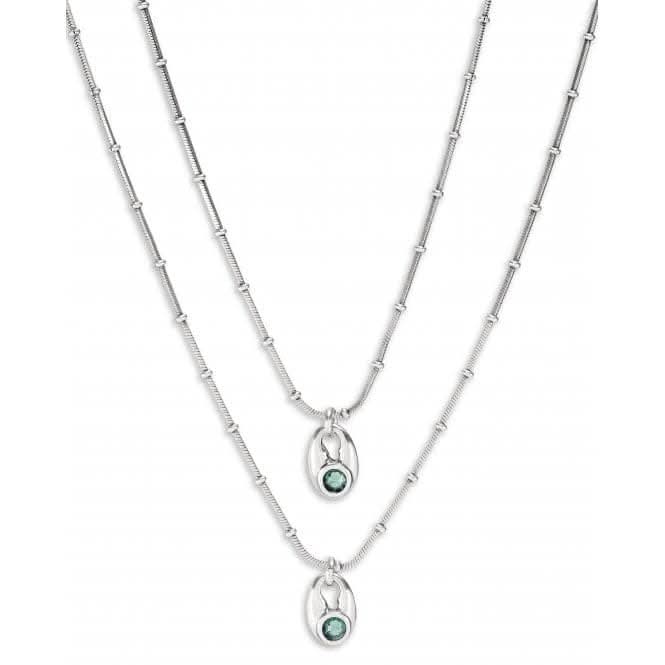 To You Silver Plated Double Chain Blue Faceted Crystal Necklace COL1921VRDMTL0U