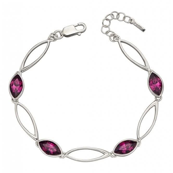 Fiorelli Silver Twist Navette Amethyst Crystal Bracelet B5210M