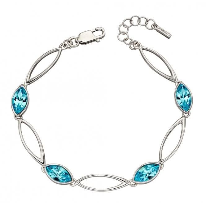 Fiorelli Silver Twist Navette Aqua Bohemia Crystal Bracelet B5211A
