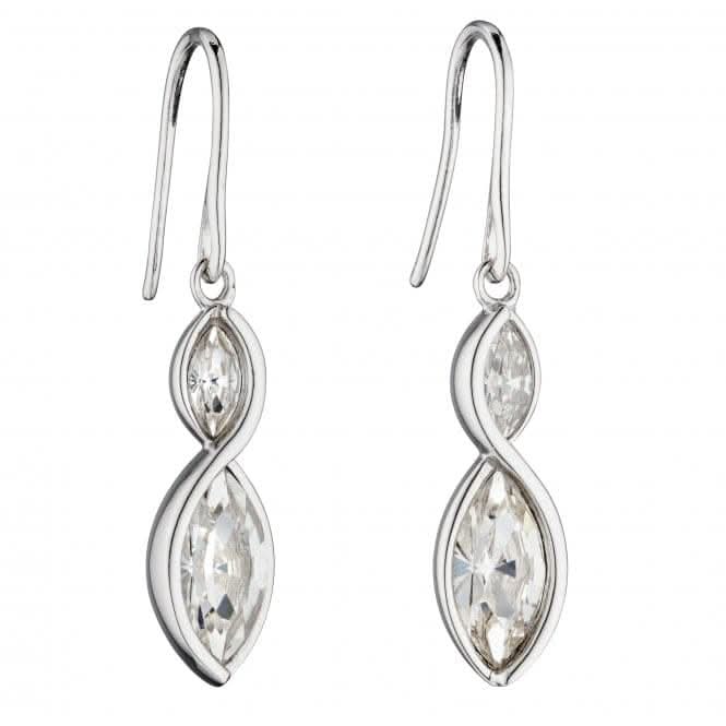 Fiorelli Silver Twist Navette Crystal Earrings E5802C