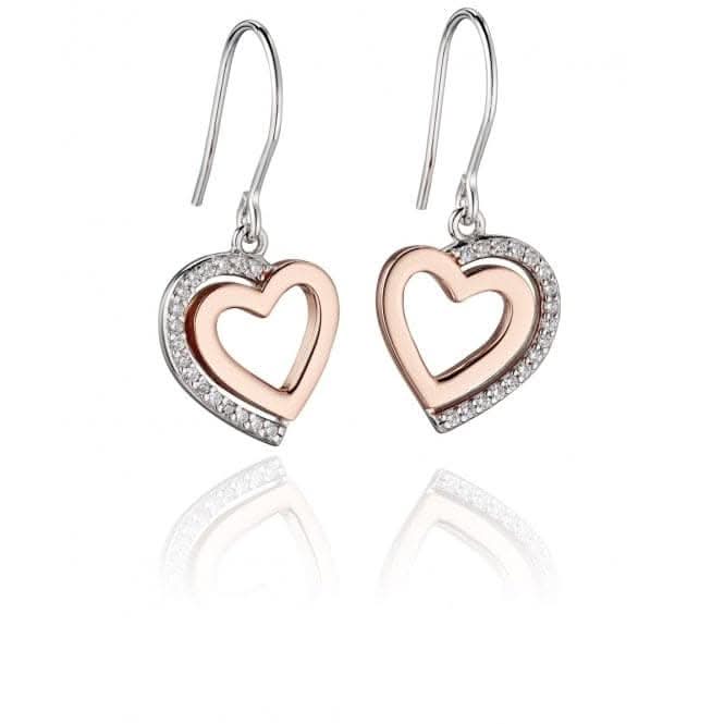 Fiorelli Silver Heart Pave Shadow Drop Earrings E5454C