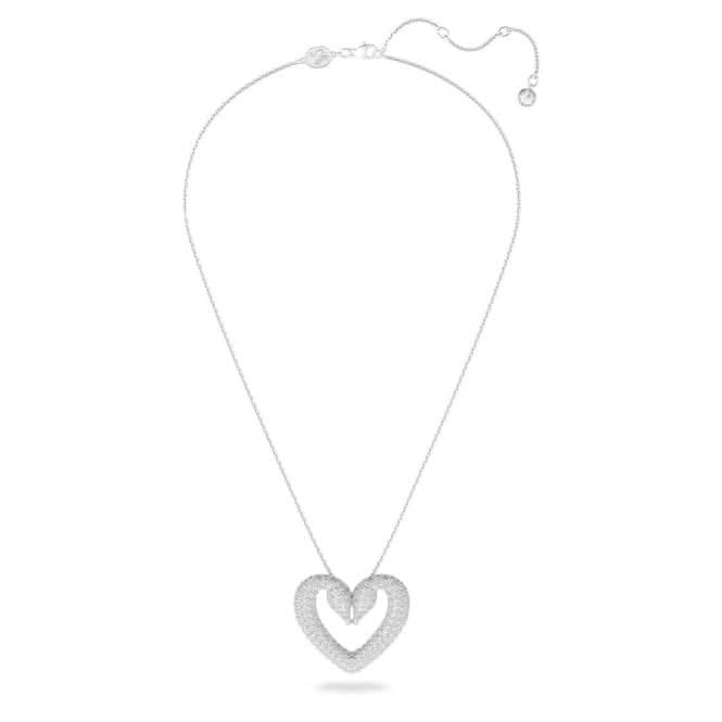 Una Pendant Heart Medium White Rhodium Plated Necklace 5626176Swarovski5626176