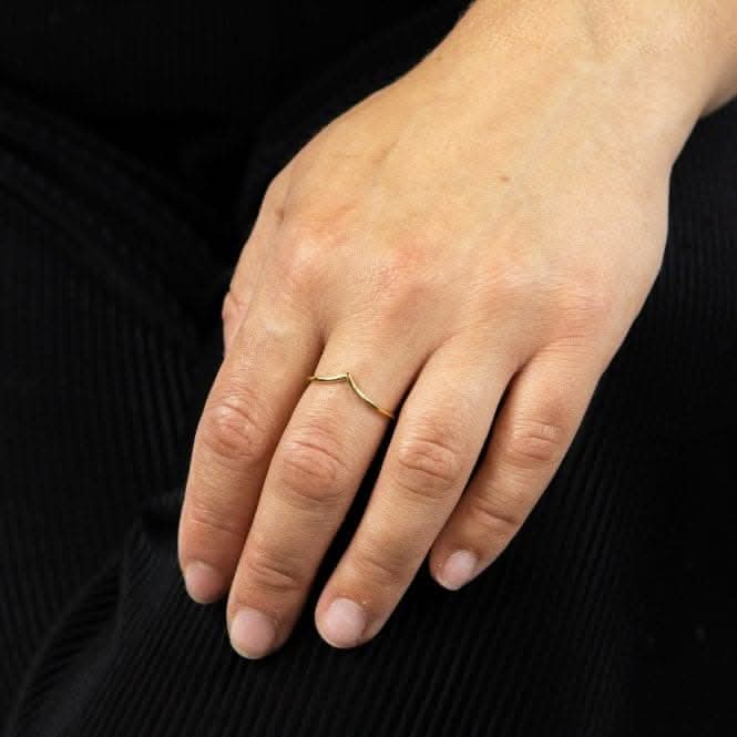 V Shape Band Yellow Gold Ring GR588
