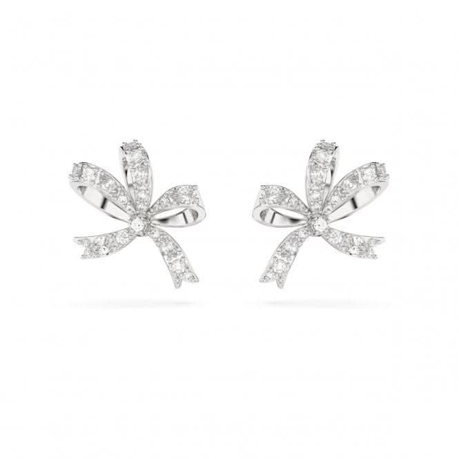 Volta Rhodium Plated White Bow Stud Earrings 5647579