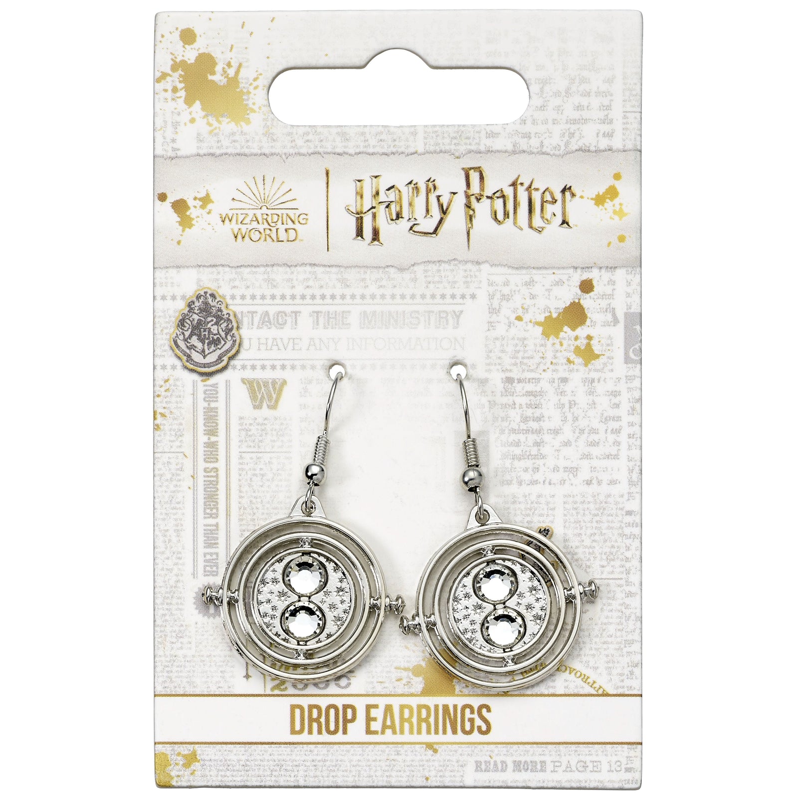 Harry Potter Silver Tone Time Turner Drop Earrings WE000673