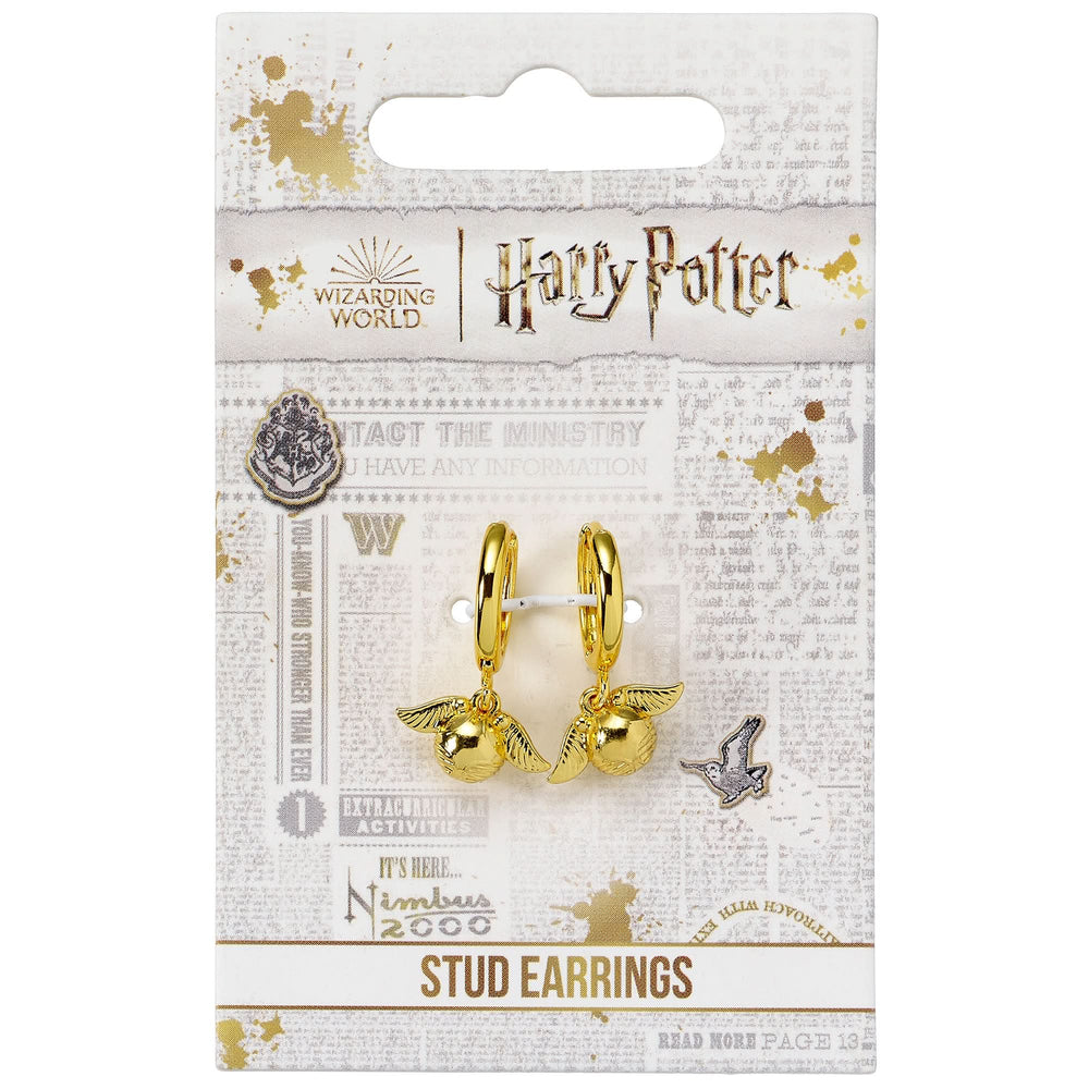 Harry Potter Golden Snitch Gold Tone Huggy Earrings WE3D0004