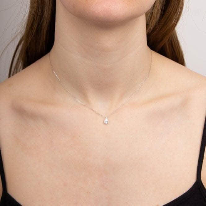 White Gold Diamond Cut Teardrop Necklace GN372