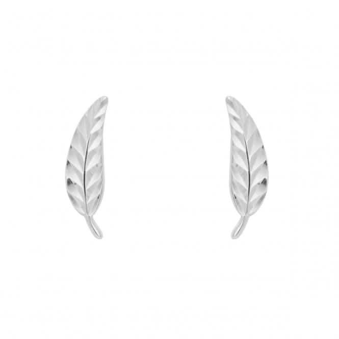 White Gold Feather Stud Earrings GE2432
