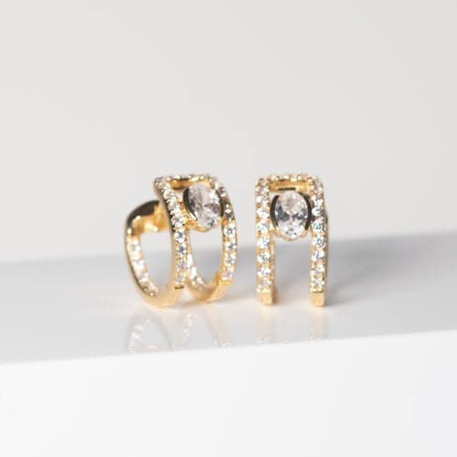 Gold Plated Ellisse Carezza Creolo Earrings SJ-E2352-CZ-YG