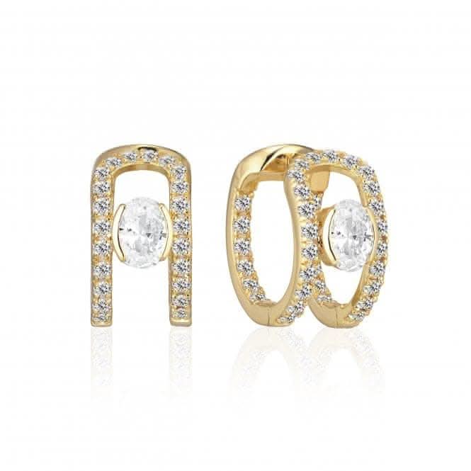 Gold Plated Ellisse Carezza Creolo Earrings SJ-E2352-CZ-YG