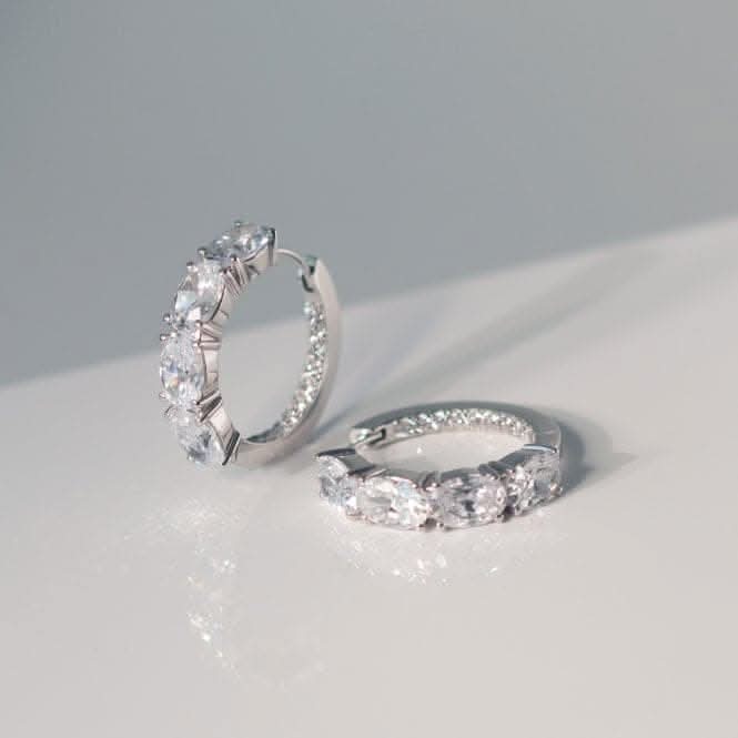 White Zirconia Ellisse Creolo Earrings SJ-E2315-CZ