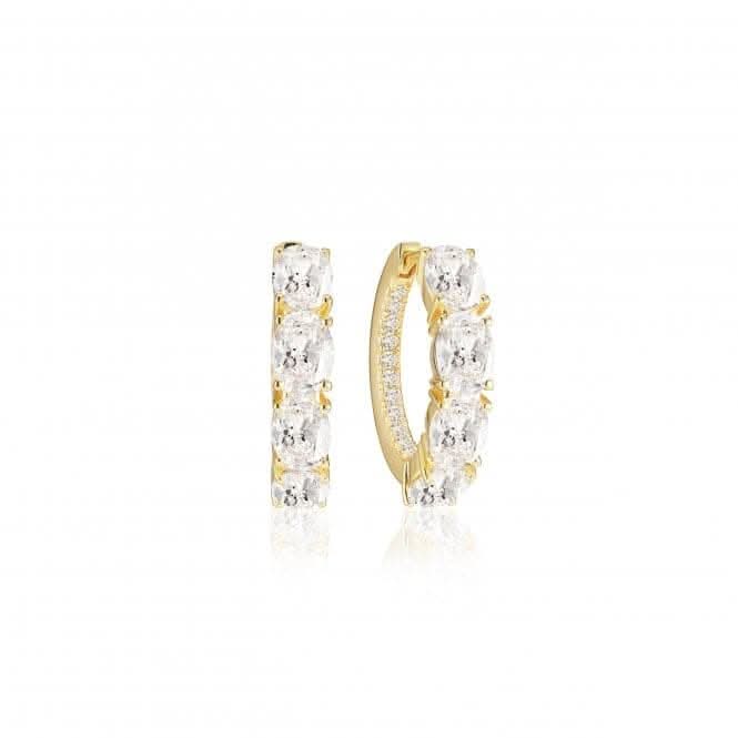 White Zirconia Ellisse Creolo Earrings SJ-E2315-CZ-YG