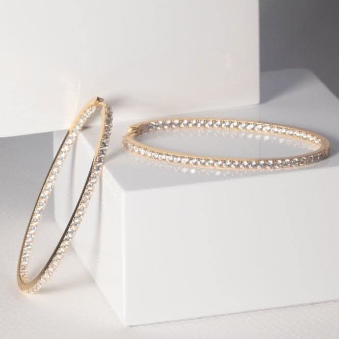 White Zirconia Ellisse Grande Earrings SJ-E2314-CZ-YG