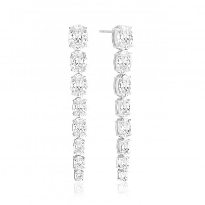 White Zirconia Ellisse Lungo Otto Earrings SJ-E2324-CZ