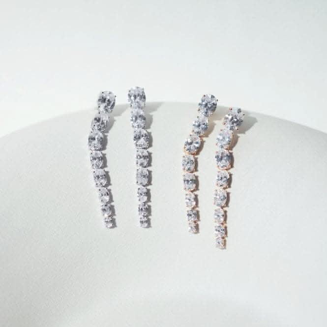 White Zirconia Ellisse Lungo Otto Earrings SJ-E2324-CZ
