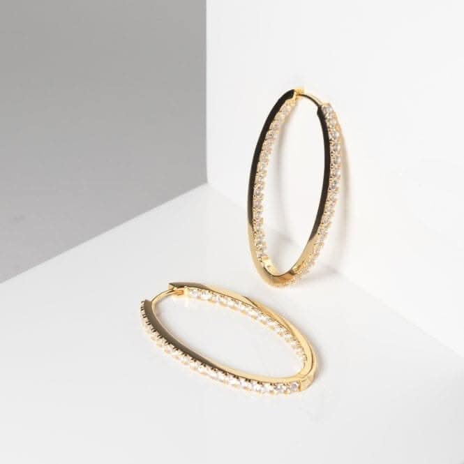 White Zirconia Ellisse Medio Earrings SJ-E2313-CZ-YG