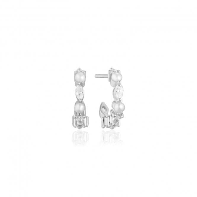 White Zirconia Freshwater Pearl Adria Creolo Piccolo Earrings SJ-E12234-PCZ