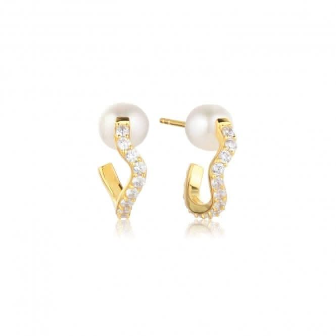 White Zirconia Ponza Creolo Medio Earrings SJ-E12354-PCZ-YG