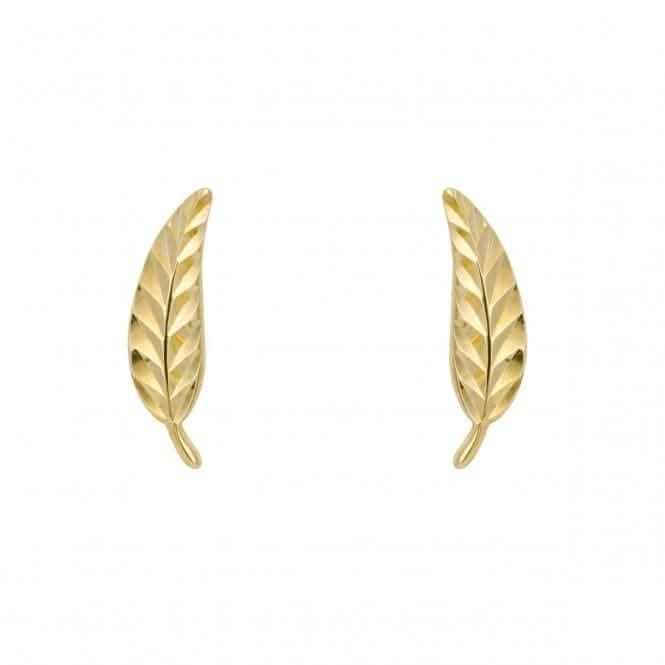 Yellow Gold Feather Stud Earrings GE2431
