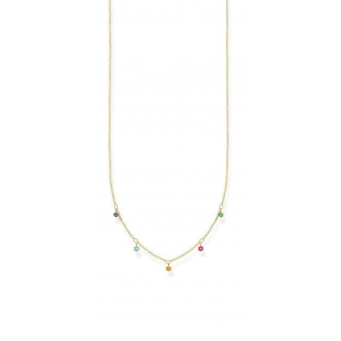 Yellow Gold Multicolour Drops Necklace 45cm KE2071-488-7-L45v
