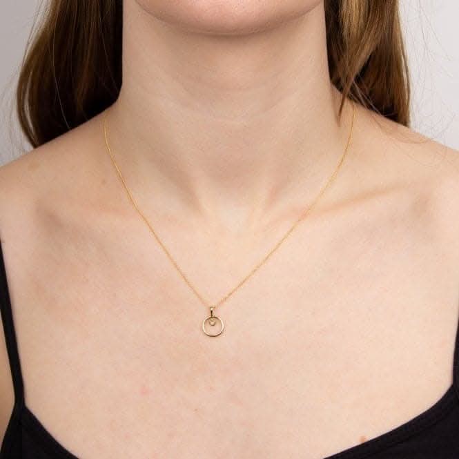 Yellow Gold Open Circle with Diamond mini Heart Pendant GP2338