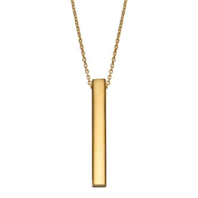 Yellow Gold Plated Vertical Engravable Bar Necklace N4425BeginningsN4425