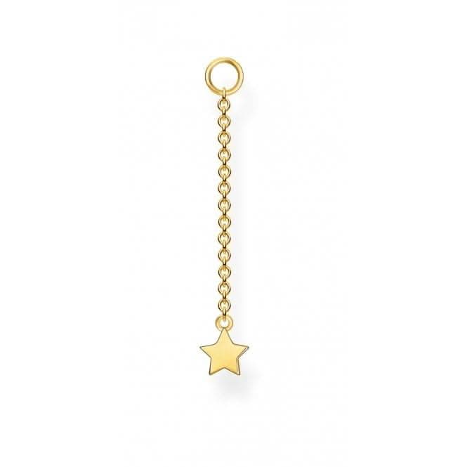 Yellow Gold Star Earring Chain Pendant EP005-413-39