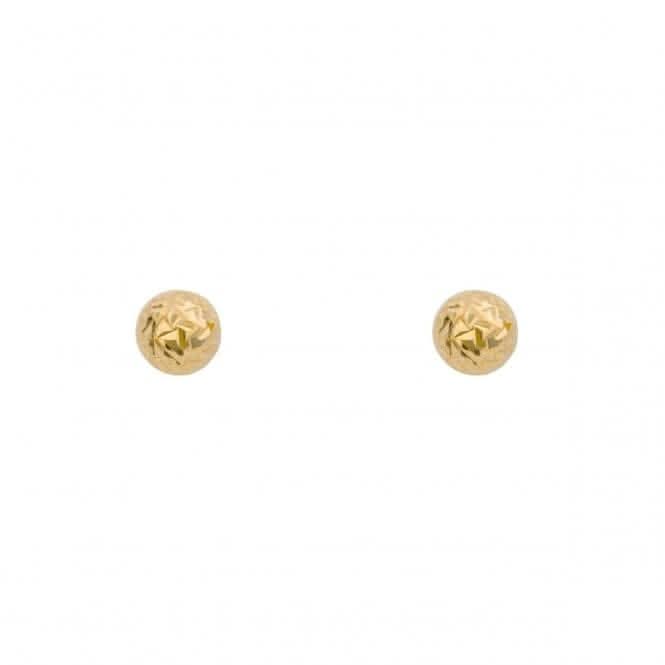 Yellow Gold Textured Ball Stud Earrings GE2426