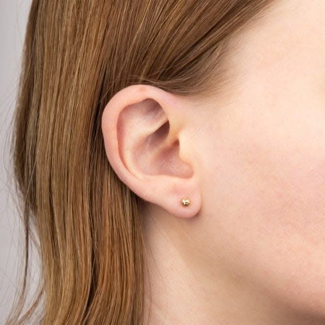 Yellow Gold Textured Ball Stud Earrings GE2426