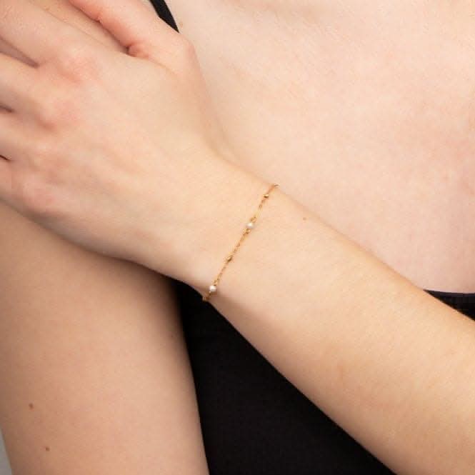 Yellow Gold Trace Pearl Bracelet GB518W