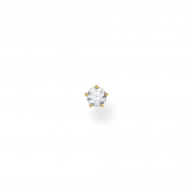 Yellow Gold Zirconia Claw Setting Single Ear Stud H2135-414-14