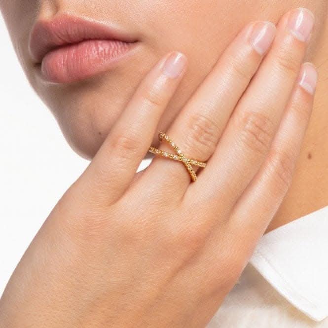 Yellow Gold Zirconia Criss Cross Ring TR2318 - 414 - 14Thomas Sabo Charm Club CharmingTR2318 - 414 - 14 - 48