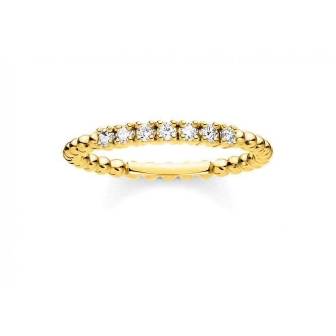 Yellow Gold Zirconia Dot Stacking Ring TR2323-414-14