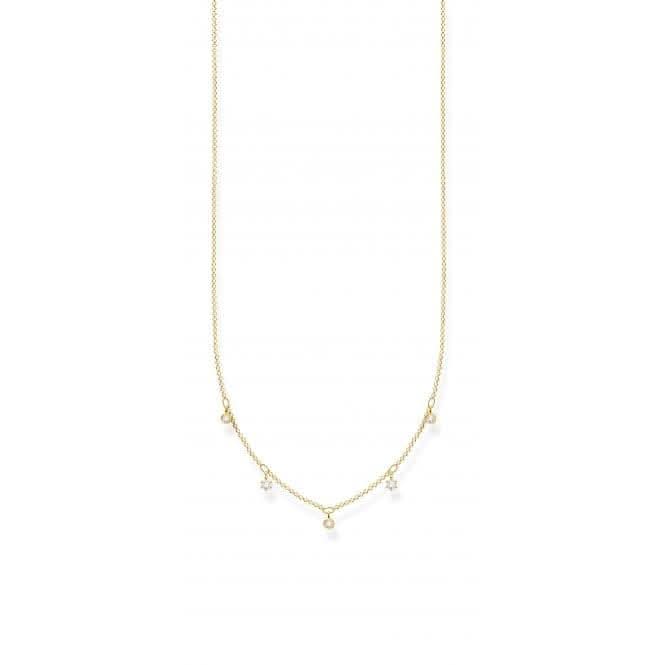 Yellow Gold Zirconia Drops Necklace 45cm KE2071-414-14-L45v