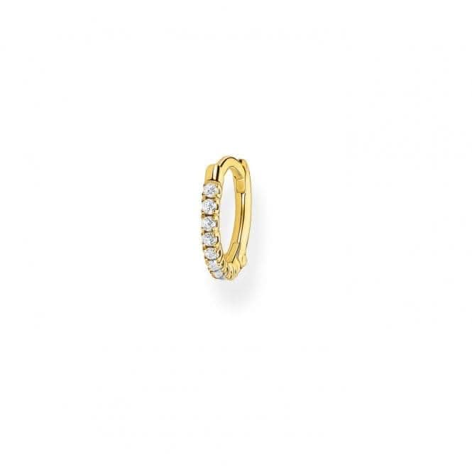 Yellow Gold Zirconia Mini Hoop Single Earring 12mm CR658-414-14