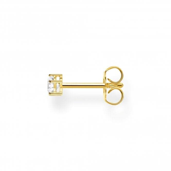 Yellow Gold Zirconia Single Ear Stud - Large H2148-414-14