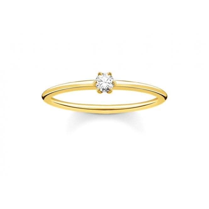 Yellow Gold Zirconia Solitaire Stacking Ring TR2312-414-14